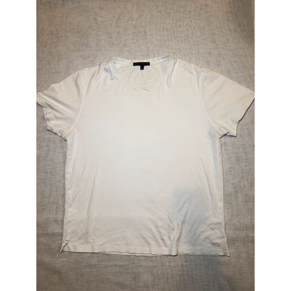 Men’s White Pima Cotton T-Shirt Robert Barakett Large Crew Neck